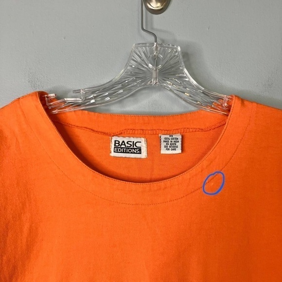 BASIC Editions Vintage 90s Halloween Witch Broom Cat Orange Long Sleeve Tee Sz M - Picture 2 of 16